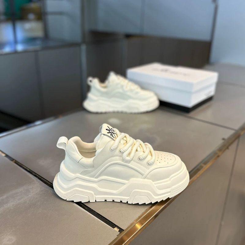 Men's 2025 Autumn Trendy Thick Sole Height-Boosting White Loafers Sneakers