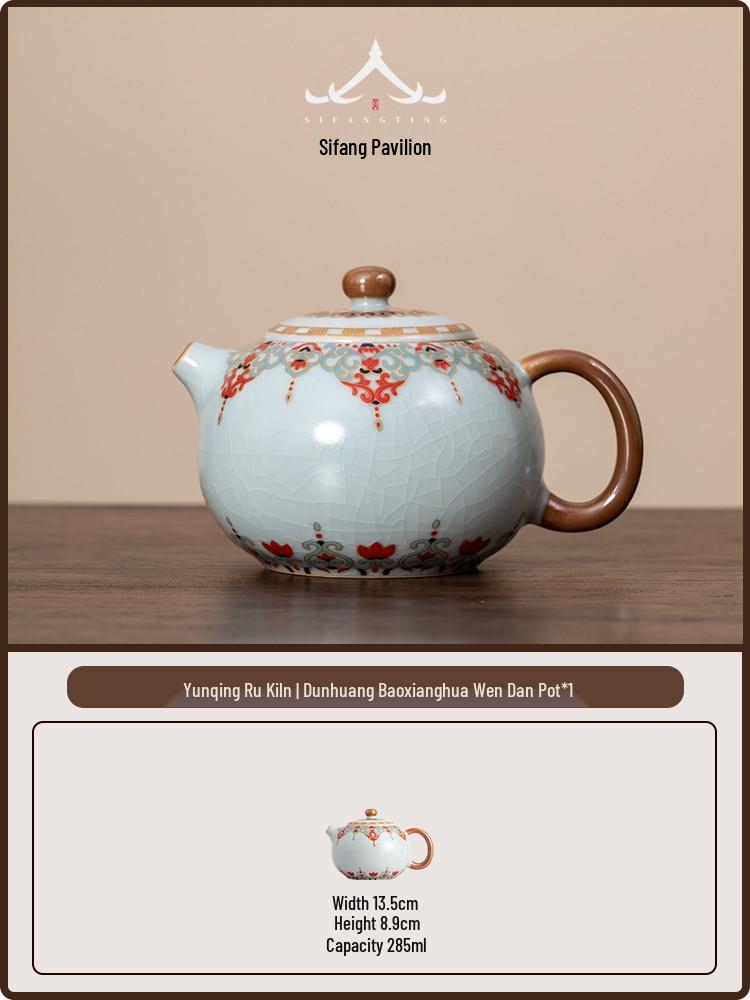

2026 Ru Kiln Crackled Ceramic Pomelo-shaped Teapot for Gongfu Tea 201mL-300mL