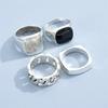 Juego de 4 anillos de metal vintage para hombre, estilo punk, estilo hip hop