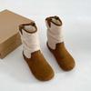 Fashion Lambswool Warm Cotton Shoes Women's Winter Korean Edition Fleece 2025 New Flat Booties Flip Fur Snow Boots