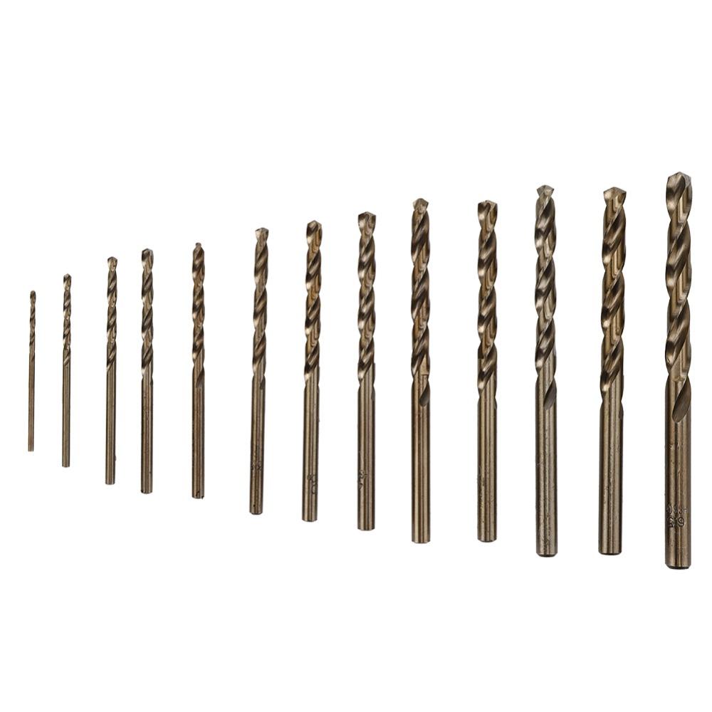 13pcs Straight Shank Twist Drill Bit Set High Speed Steel HSS Drilling Tool For Stainless Steel