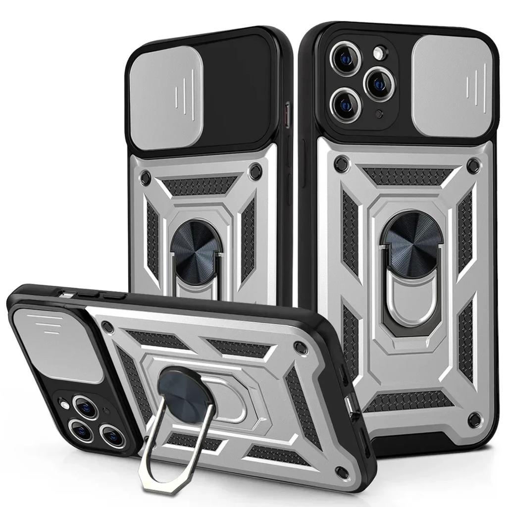 Cases For iPhone 16 15 14 13 12 11 Pro Max Plus Mini XR 8 7 Plus SE Shockproof Armor Slide Camera Lens Protection Cover