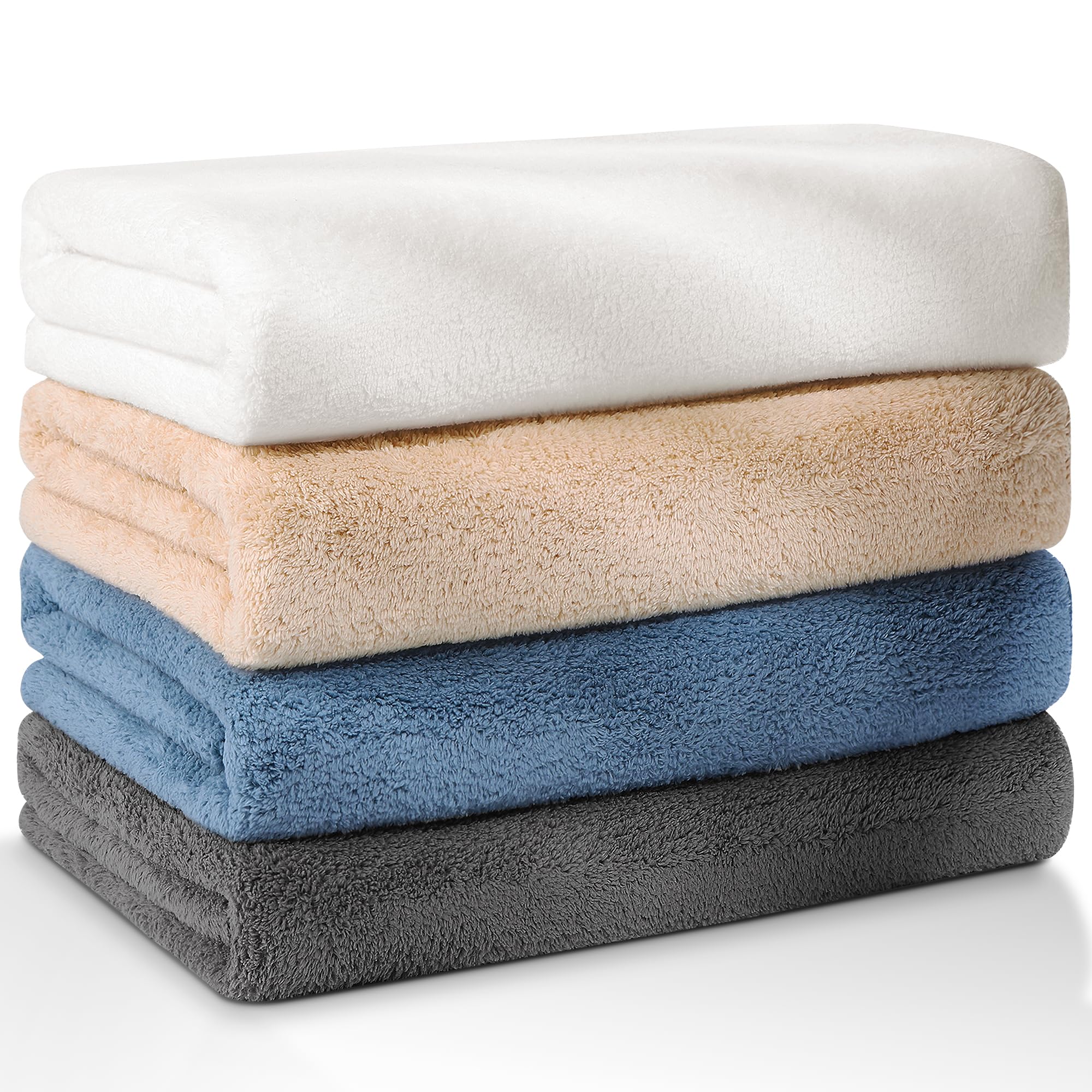 

как TITIROBA Ванна Мгновенная вода Без катышков или Набор из 4 цветов [Мягкое облако! [99% антибактериальный] Полотенце, Быстросохнущее, Большое, 140X70см, Пушистое,