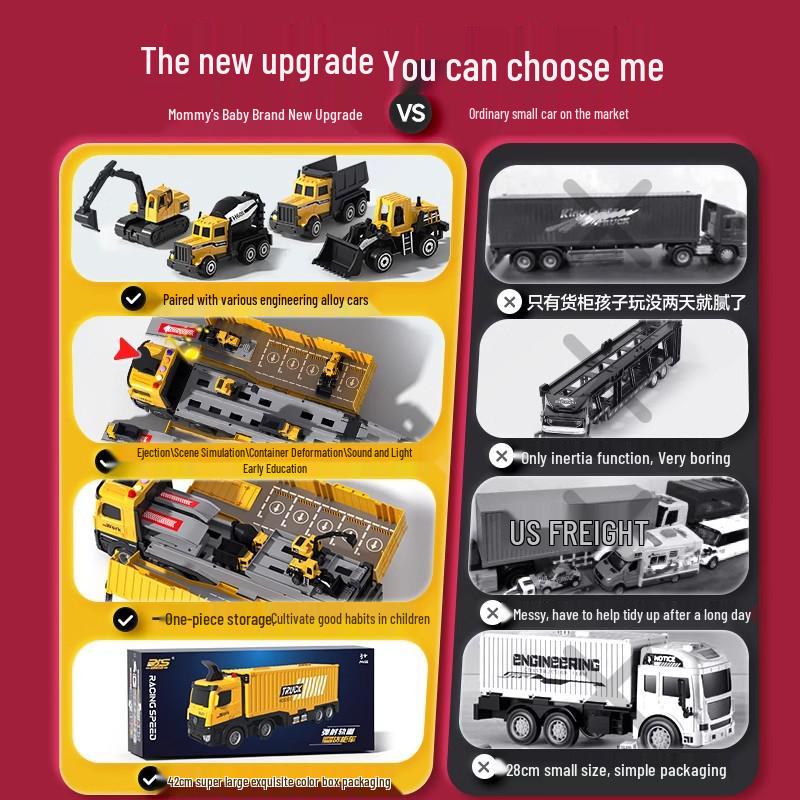 Children's Engineering Toy Set: Large Truck, Crane, Excavator, and Container Truck - Perfect Gift for Boys