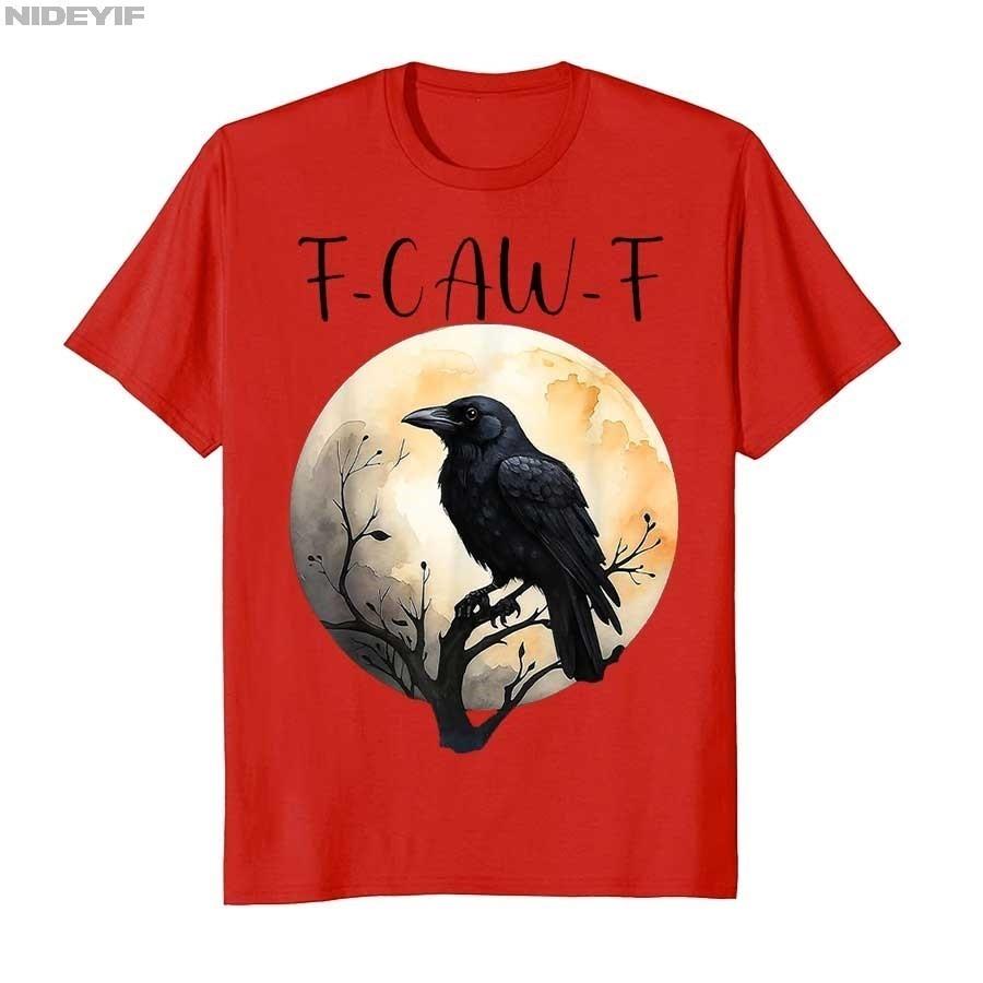 F Caw F Black Crow, F-Caw-F Funny Black Bird Saying Meme T-shirt Men Women 100% Cotton T Shirts Short Sleeve Tops P416