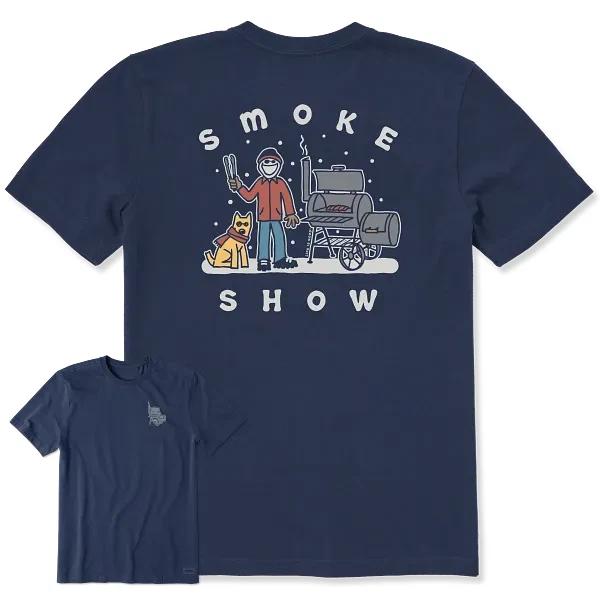 Life is Good. Men s Snowy Smoke Show Jake & Rocket Short Sleeve Crusher Tee XL
