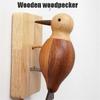 Wooden Woodpecker Door Bell Easy Installation Hanging Ornament Woodpecker Door Knocker for Indoor Window Wall Kids Toy