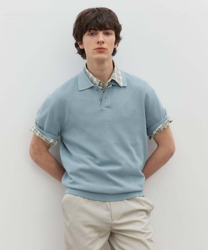 MINDBRIDGE Texture Modified Collar Short Sleeve Knit - 3 Colors