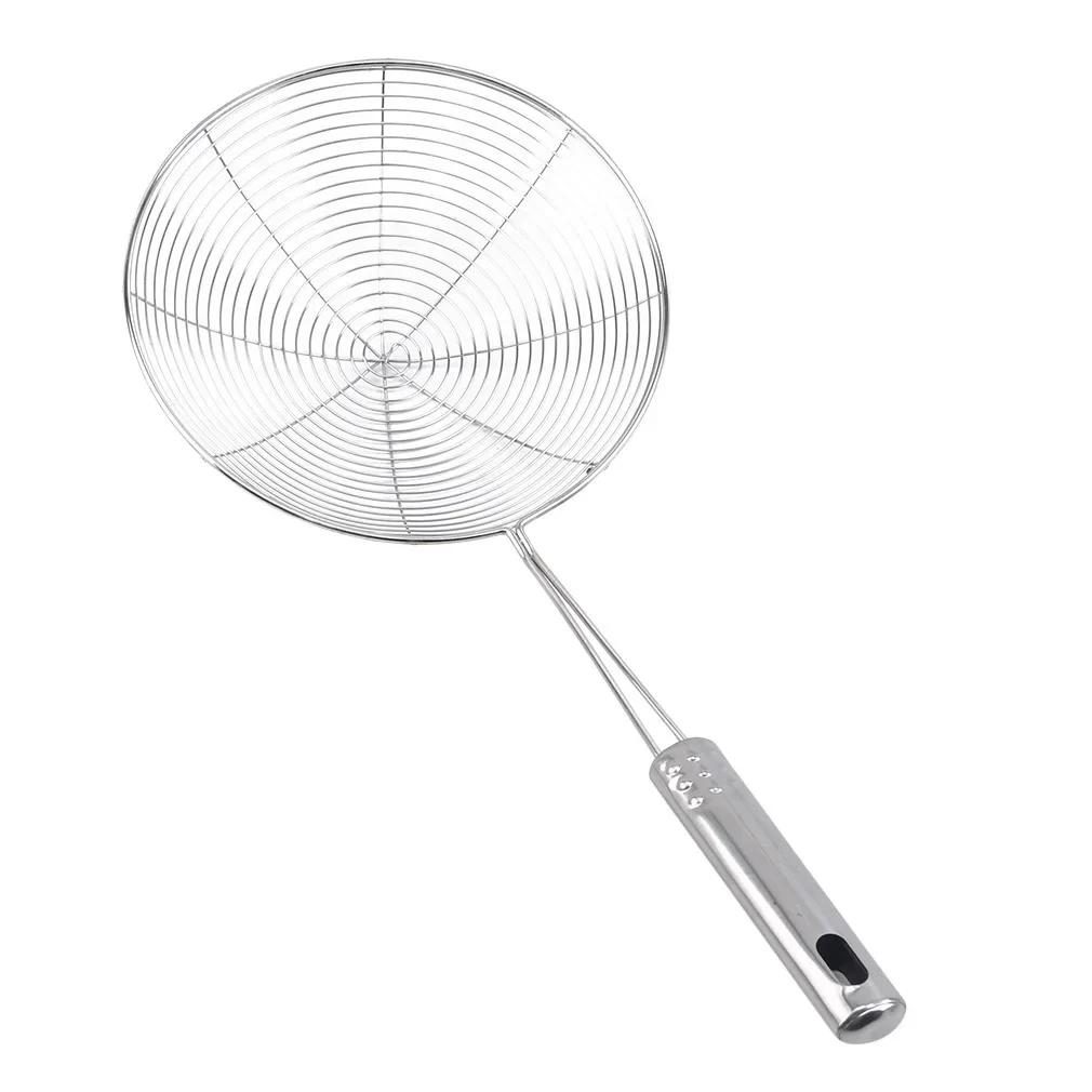 1 Pcs Stainless Steel Colander Handhold Frying Skimmer Handle Oil Drainer Anti-slip Filter Multifunctional Kitchen Accessories