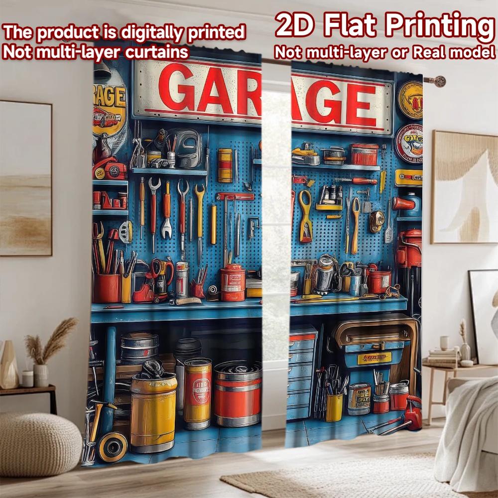 2D Flat Photography Backdrop Photography Backdrop Garage Tools Setup 100% Polyester Anniversary for Door, Wall, and Patio