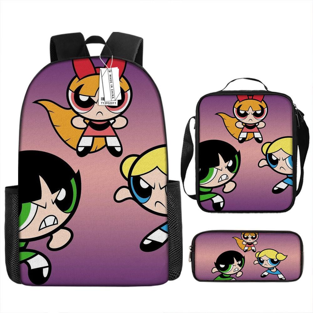 Mochila de Dibujos Animados Las Supernenas Con Correas Acolchadas de Espuma Para la Escuela y el Uso Diario