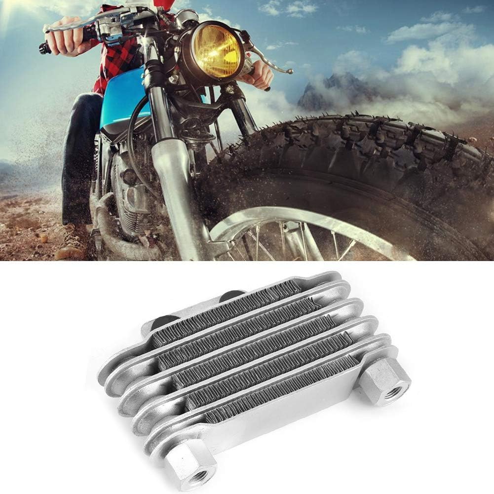 Zestaw Chłodnicy Oleju, Stop Aluminium 5-rzędowy Uniwersalny Chłodnica Oleju Silnika Radiator Chłodzący Zamiennik do Motocykla Dirt Bike ATV Pit Bike, Srebrny