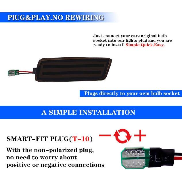 Smoked Lens Amber LED Front Side Marker Light Kit For Volkswagen 2006-2009 MK5 Golf/GTI Rabbit, 2005-2010 Jetta, 2008 R32