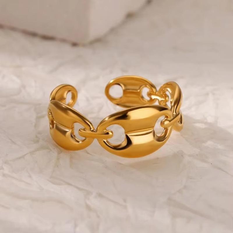 Wind Hollow Flower Sun Titanium Steel K Gold Ring Women's Hip Hop Niche Open Index Finger Ring New