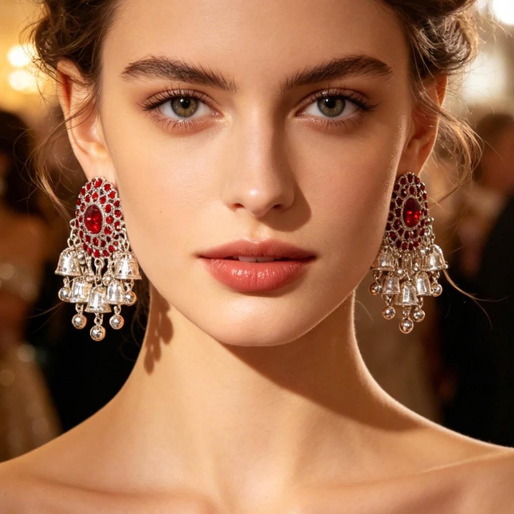 Retro Nepalese Tassel & Beaded Hollow Bell Earrings for Women