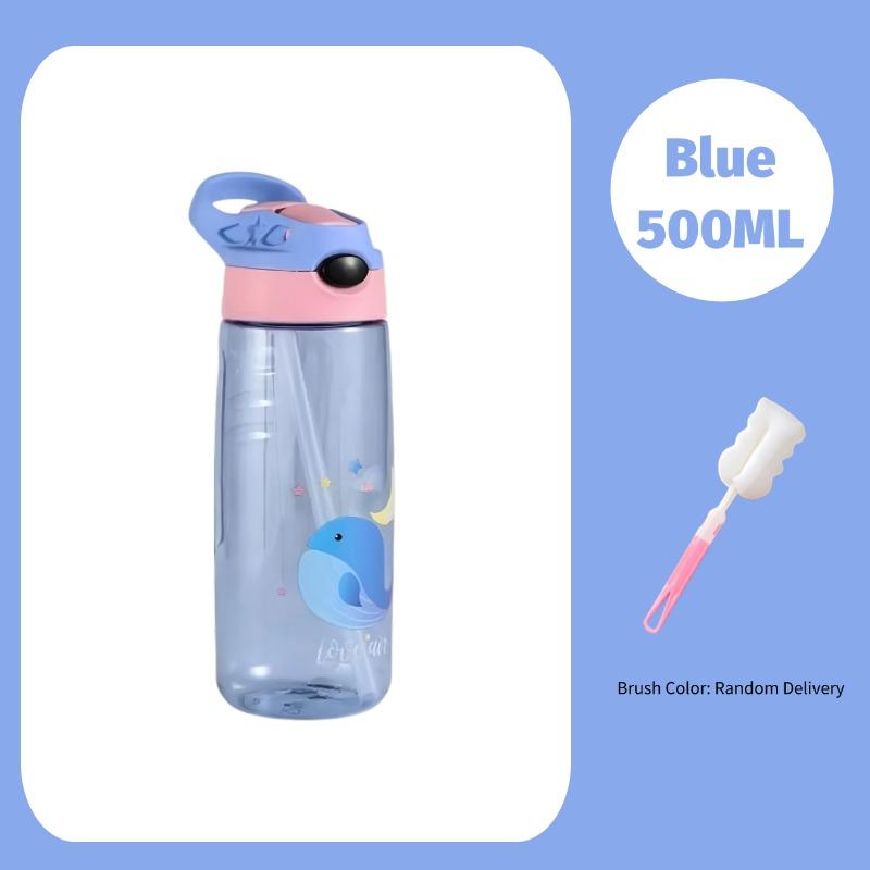500ML Kids Water Sippy Cup Cartoon Leakproof Water Bottle for Beach Camping  BPA Free Children Drinking Healthy School Straw Cup