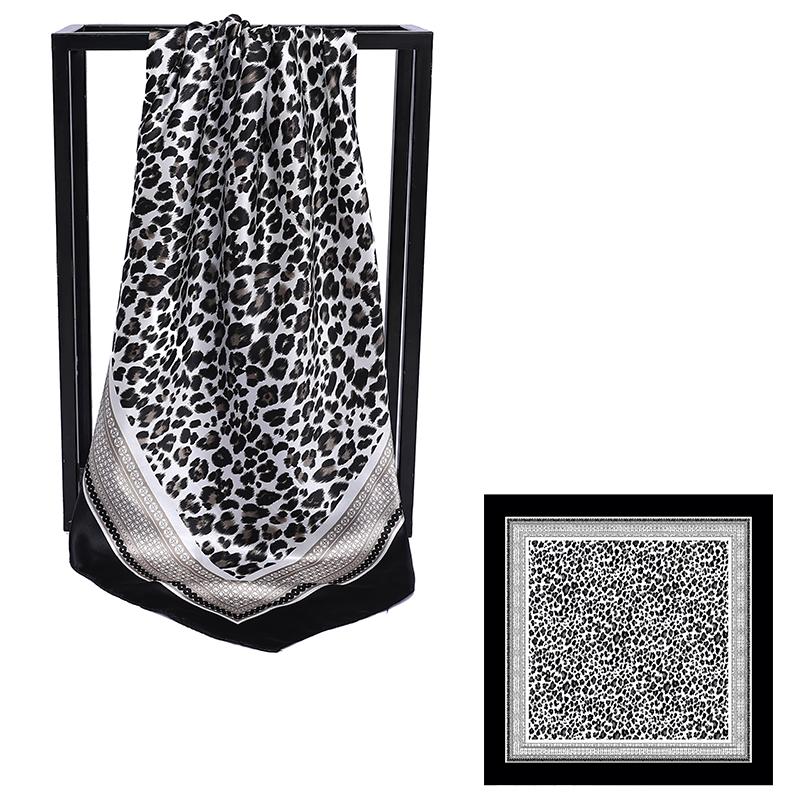 90*90cm Leopard Print Scarf Square Silk Scarves Women Hijab Shawls Fashion Kerchief Femme Head Scarf Foulard Bandana Beach Pareo