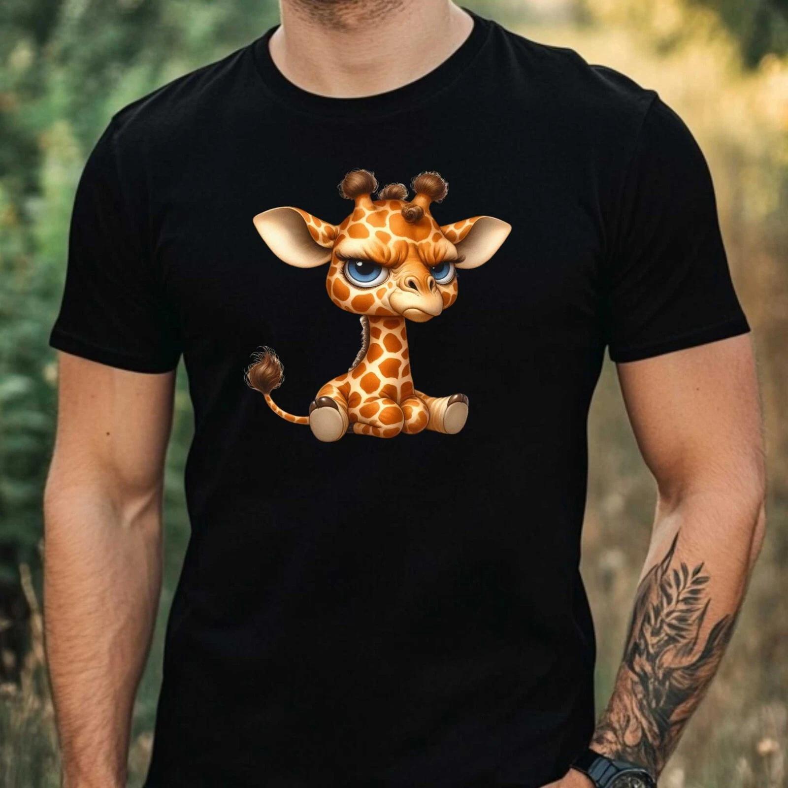 T-Shirt Herren Lustige Mürrische Giraffe Motiv Baumwolle Größe XS bis 5XL XXXXL