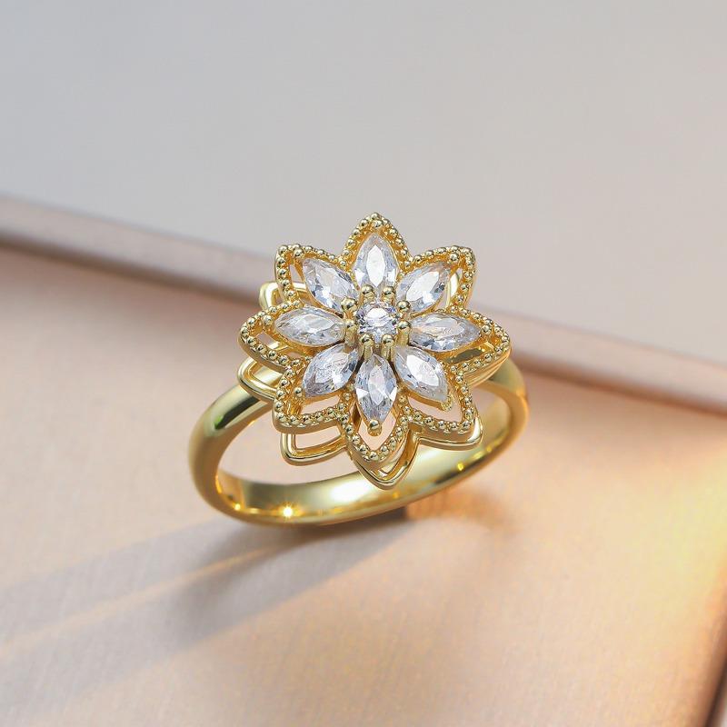 Necklace women's sunflower jewelry rotating necklace earrings ring set