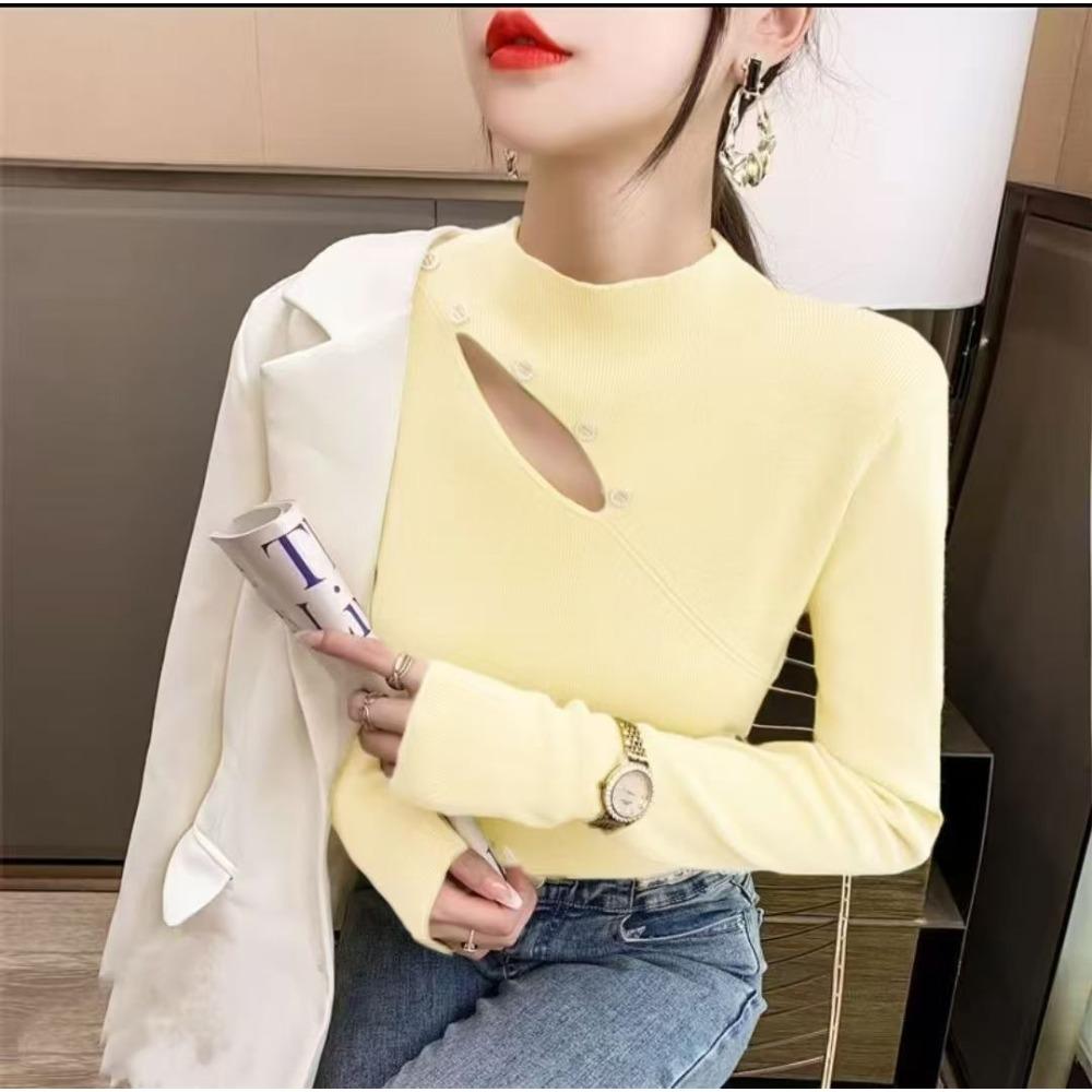 Women's Half High Neck Sweater Autumn and Winter Western Korean Style Sweater Inner Knit Sweater
