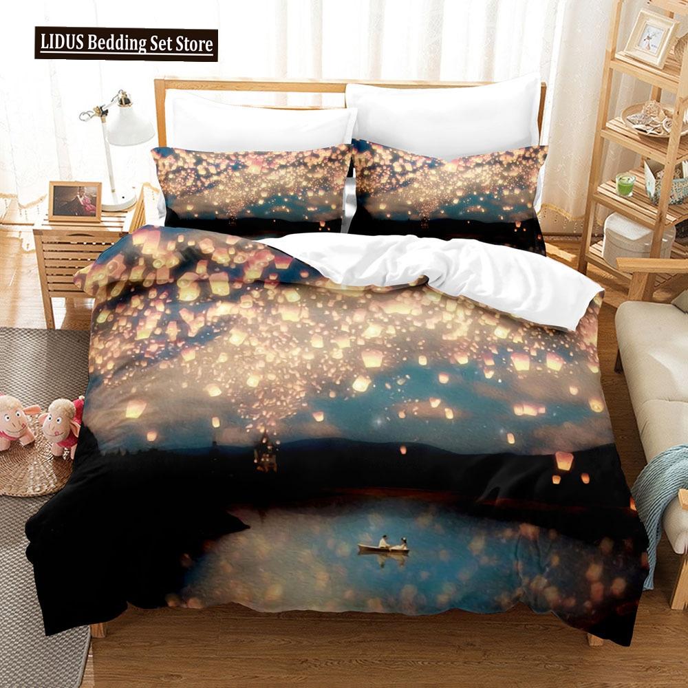 Zestaw Poszwy na Kołdrę Krajobrazowy Rozmiar King Full Letni Palmy Plaża Fale Morskie Motyw Oceaniczny Dla Dzieci Dziewczynka Chłopcy Poliestrowy Zestaw Pościeli