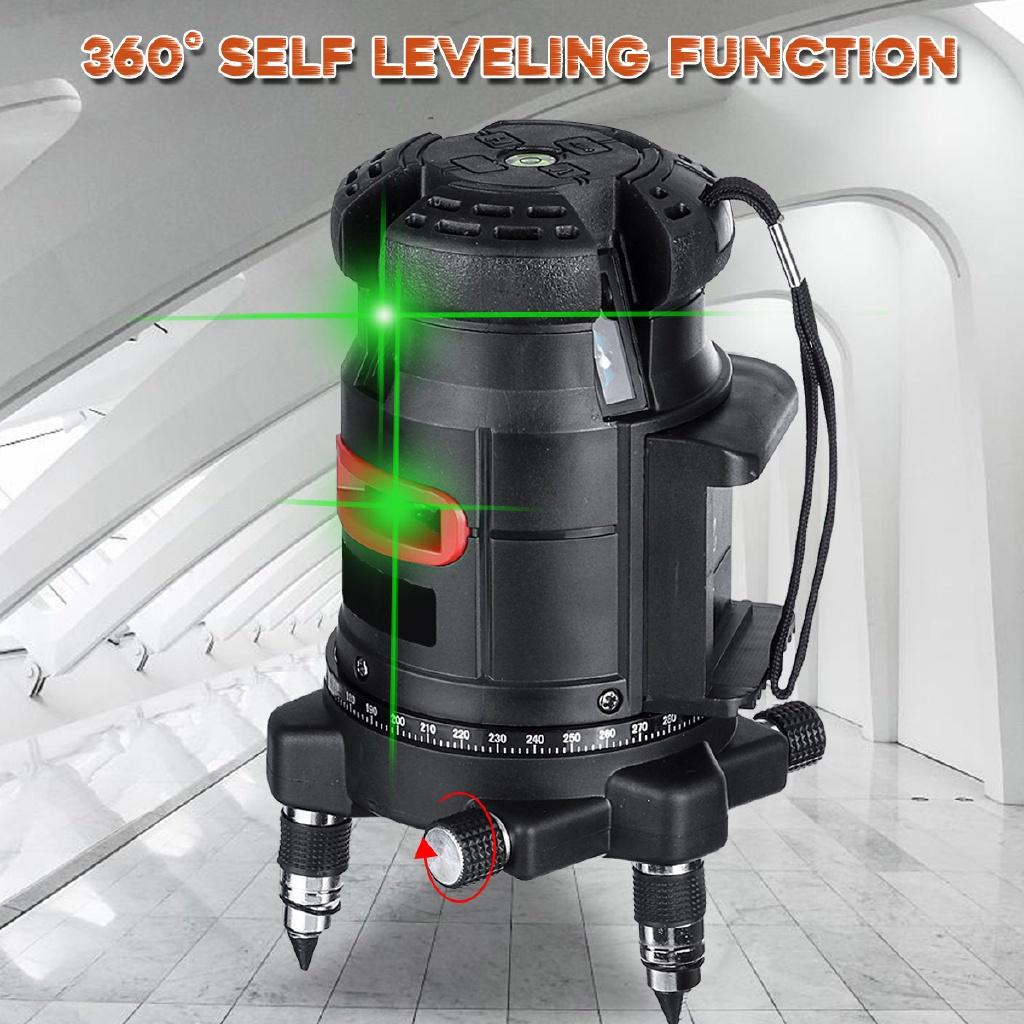 

100-240 В Яркий зеленый свет 5-линейный лазерный уровень 360° Вращающаяся лазерная линия