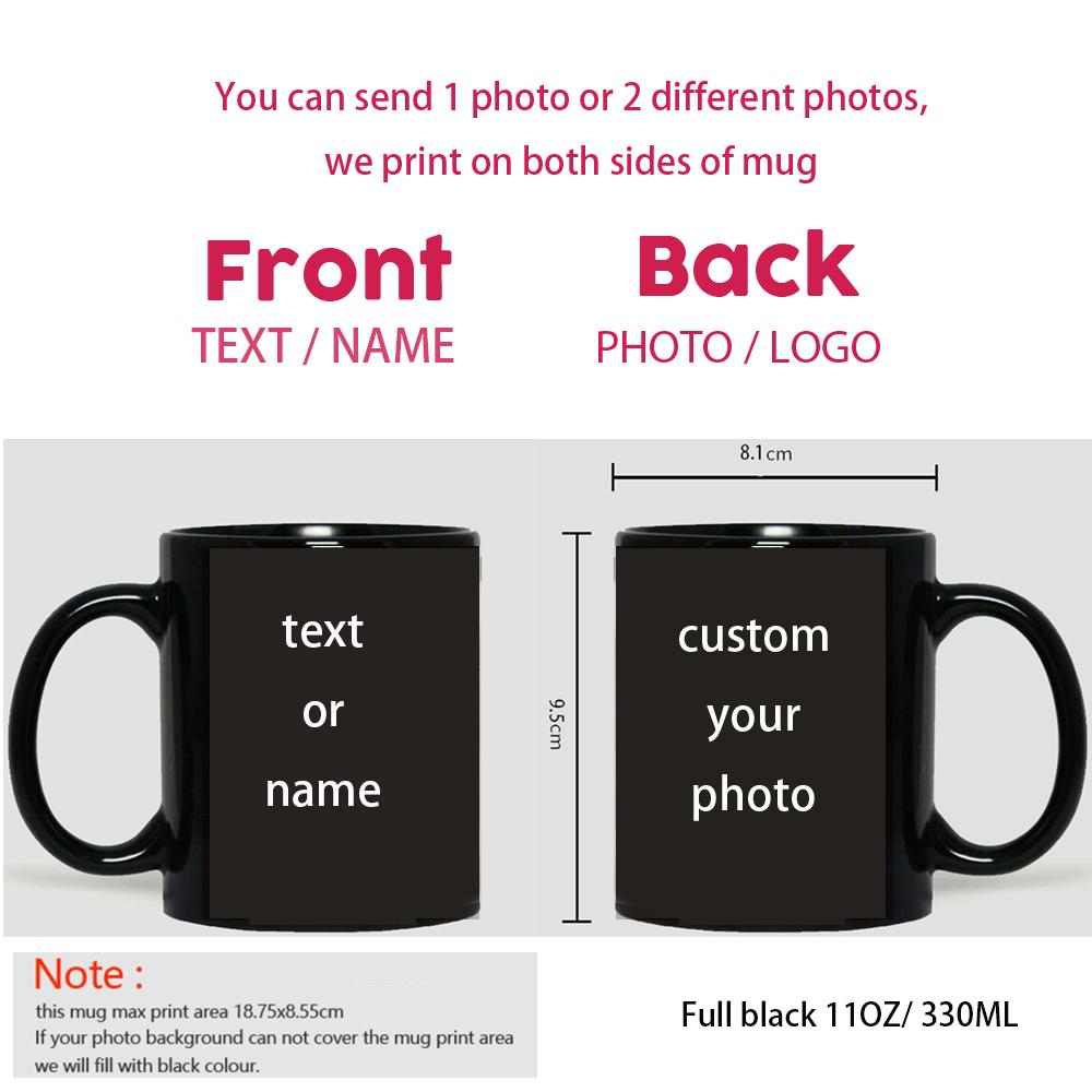 Personalised Your Photo Mug, Custom NAME IMAGE TEXT Cup,Customize Coffee Mugs, Tea Cups, Mothers Day, Wedding Gift 9 COLOURS