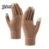 Thermal Wool Lined Mittens Knitted Touchscreen Gloves for Women Men Winter Warm Five Finger Gloves Daily Commuting Driving Cold Weather Texting And