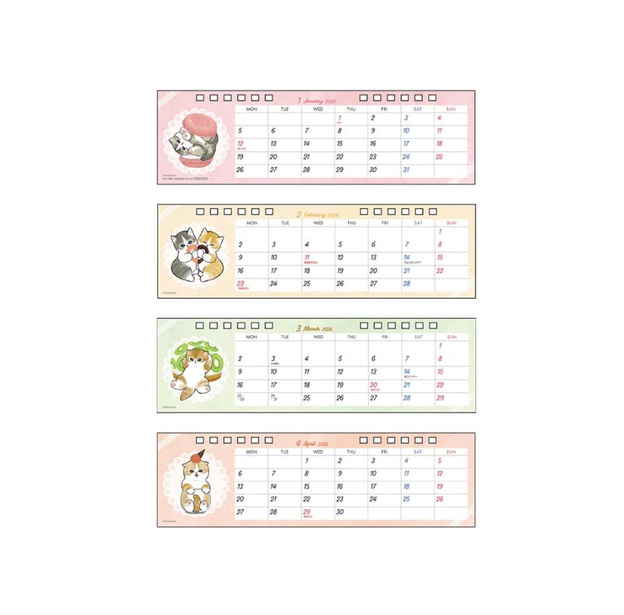 Mofusand Bordplate Slank Kalender 2026 Japan NY
