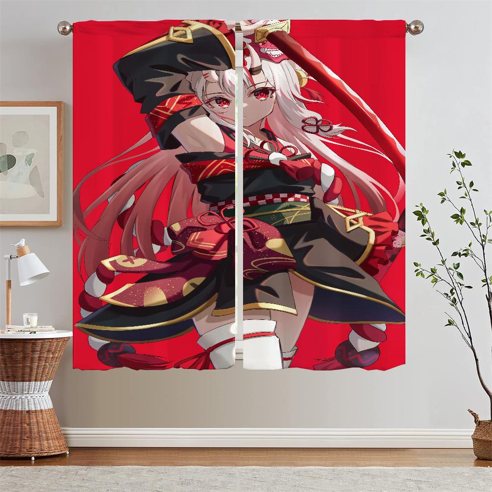 Hololive Kitchen Curtains for Bedroom Decoration Elegant Room Curtains 2 Pcs Set Customs Free Shipping Products Tentacles Blinds