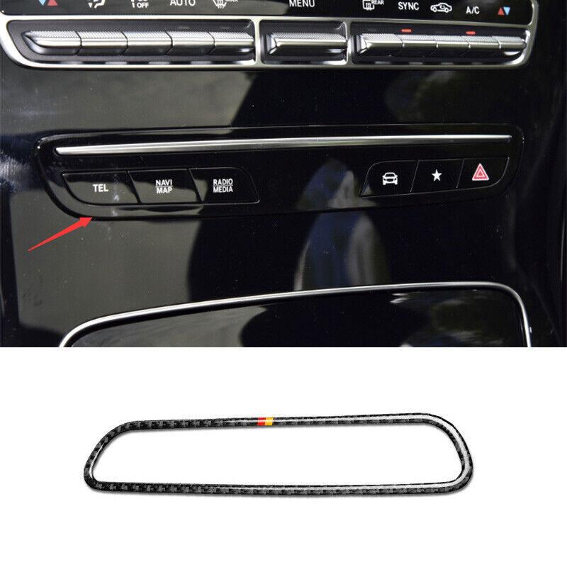 For Mercedes-Benz GLC Carbon Fiber Console Multimedia Button Cover Trim 2016-21