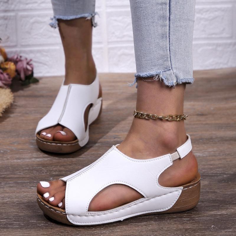 Neue Damen Keilabsatz Sandalen Fischmaul Design Dicksohlig