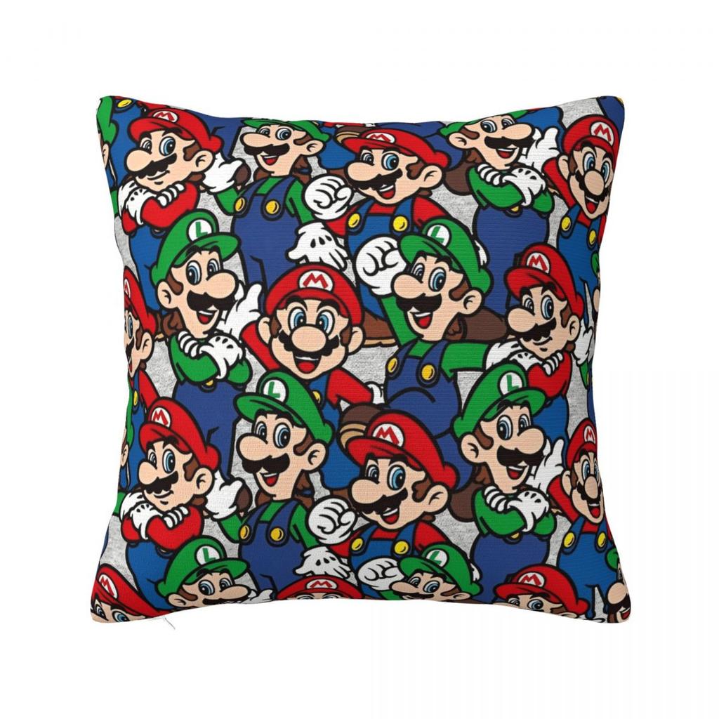 Marios Game Cartoon Pillow Case Cushion Cover Creative Polyester Decor Pillowcase for Seat 18"