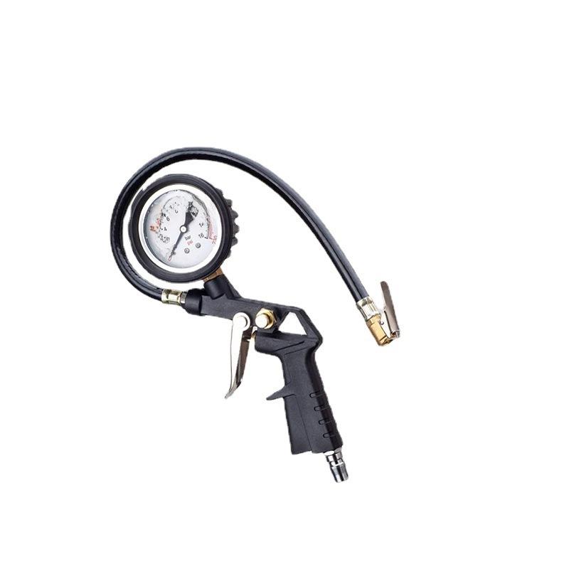 Black Reinforced Mechanical Tire Pressure Gauge with Oil-Immersed Pointer