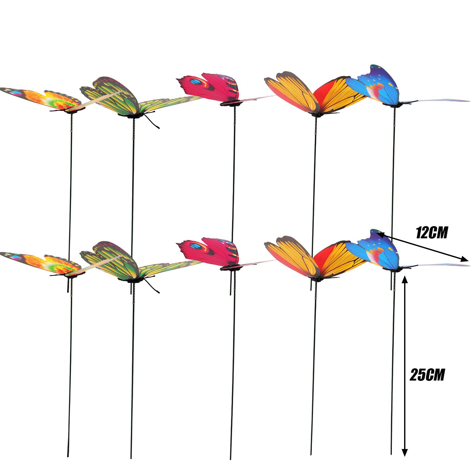

10-50pcs Fake Artificial Butterflies Stakes Colorful Simulation Butterfly Ornaments Garden Outdoor Yard Planter Flower Pot Decor 10PCS