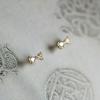 925 Sterling Silver Plating 14k Gold Inlaid Crystal Simple Bow Earrings Women Small Cute Student Girlfriends Jewelry Accessories