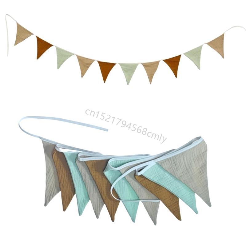 Decorative Cotton Bunting for Kids Bedroom Flags Garlands Nursery Wall Decors 6XDE