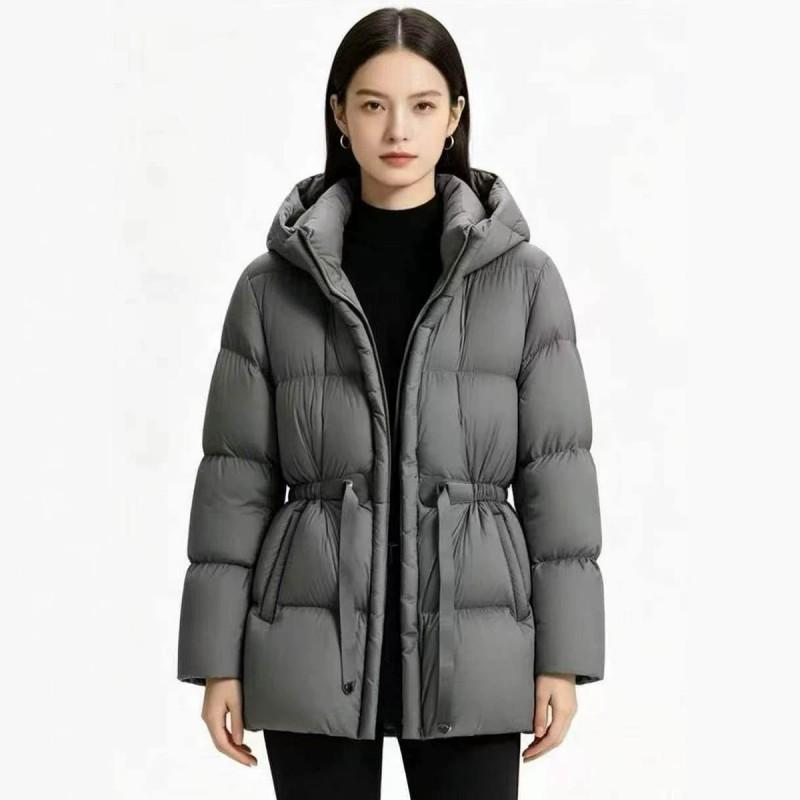 Womens Short Puffer Coat With Hood Slim Fit White Duck Down Winter Warm Outerwear