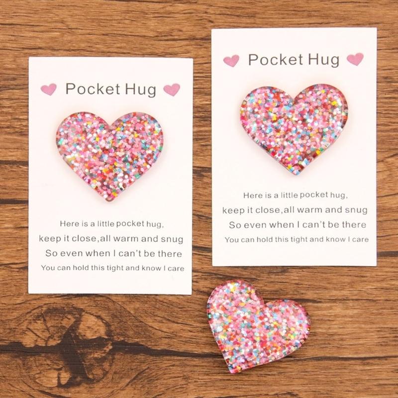 Pack of 3 Sophisticated Pocket Hug Heart Shape Ornament Pocket Hug Heart for Women Friend University School Gift