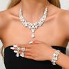 Wind Three-Piece Jewelry Premium Exaggerated Retro Alloy Rhinestone Earrings Necklace Bracelet Set