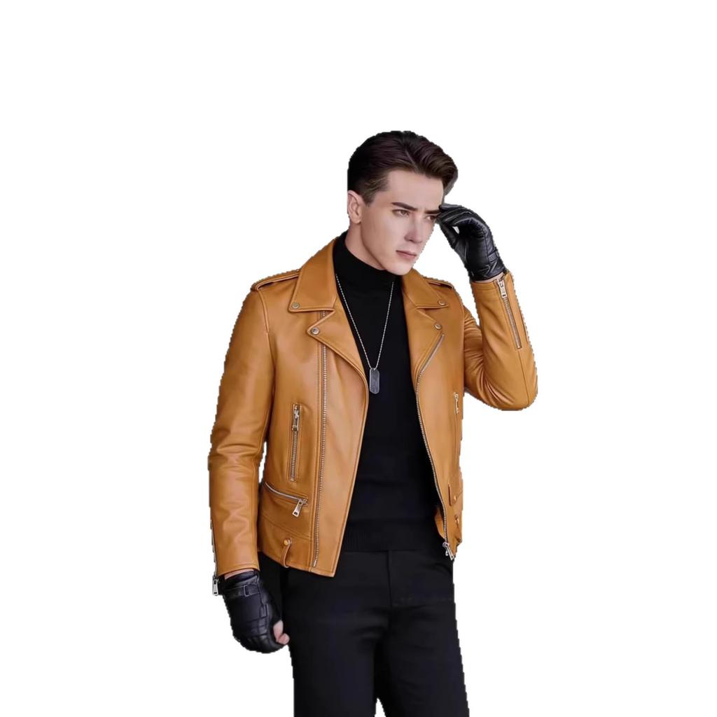 New Spring and Autumn Locomotive Men's PU Leather Jacket Regular Slim-fit Large Size Men's Leather Jacket European Station