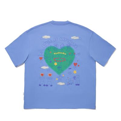 Li Ning X Taka Sha Collaboration Letter Print Breathable Versatile Short Sleeve T-Shirt Unisex Tops Harmonious-Blue AHSV807-1