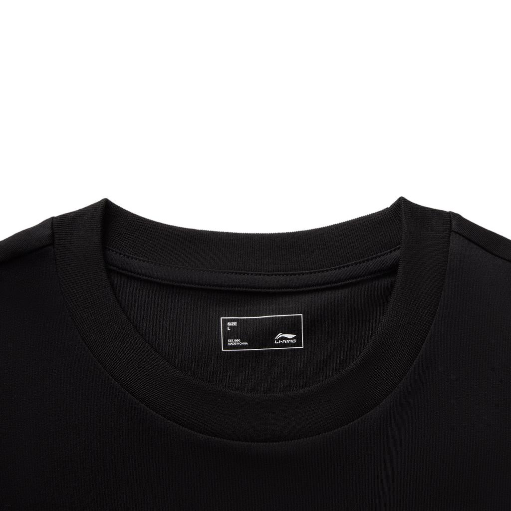 Li Ning Lolo Letter Round Neck Comfortable Breathable Versatile Loose Short Sleeve T-Shirt Men Tops Black AHSVD63-1