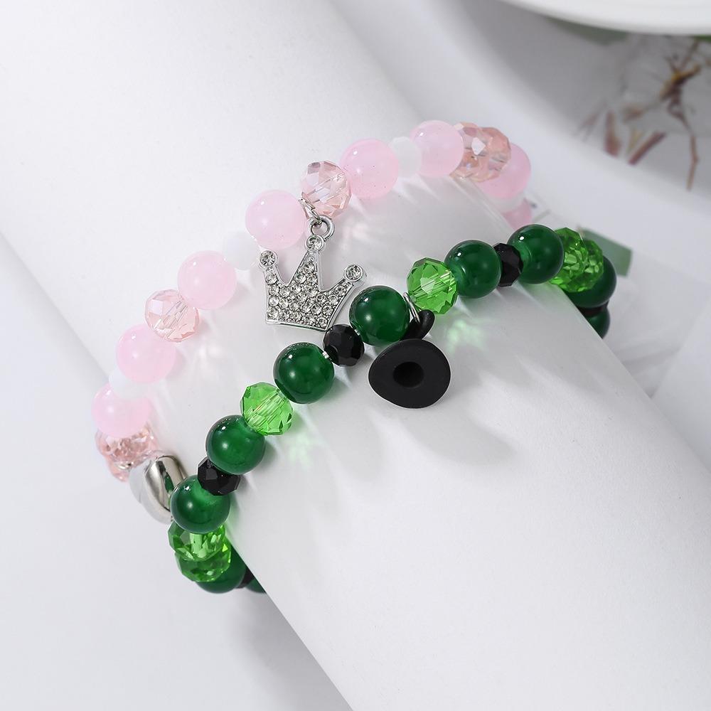 Elphaba Glinda Friendship Matching Bracelet Witch Rhinestone Crown Bestfriend Couples Fans Party Dress Accessories