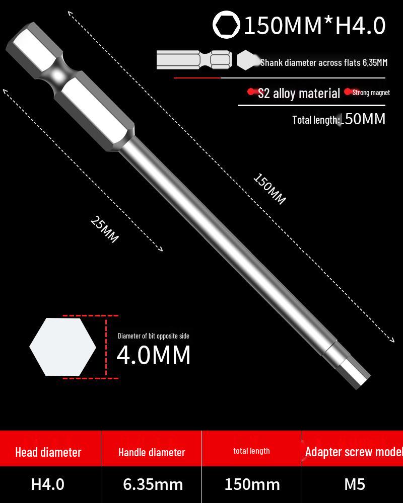 Hexagonal Driver Bit Extension for Screwdriver and Drill