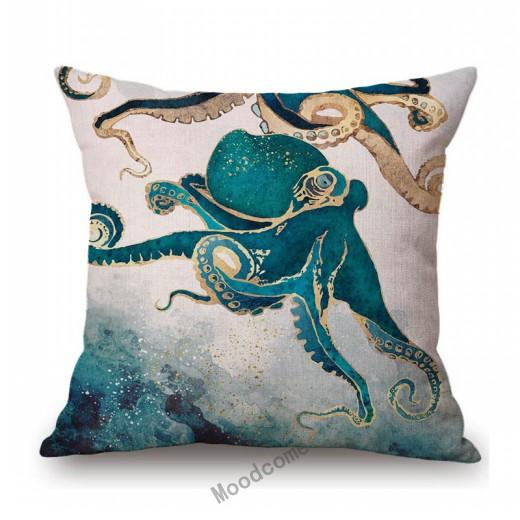 

Темно-синий металлик Осьминог Птица Современное искусство хлопок лен диван наволочка домашняя декоративная наволочка с морским животным 450mm*450mm