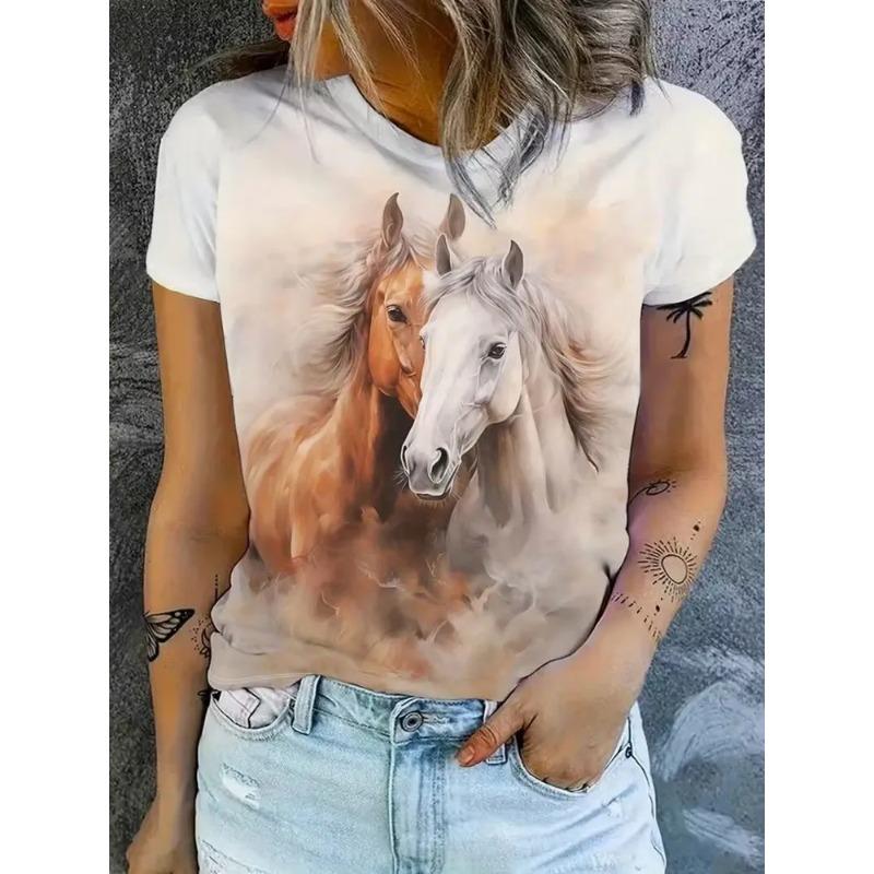 3D Printed Dandelion Pattern Women's T-shirt Summer Breathable Fashion Casual Versatile