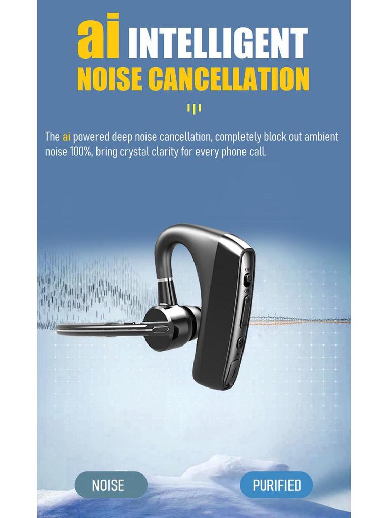 DBS Smart Noise-Canceling Single Ear-Hook Headphones for Truck Drivers: AI-Enhanced Calls, HD Audio, Long Standby.