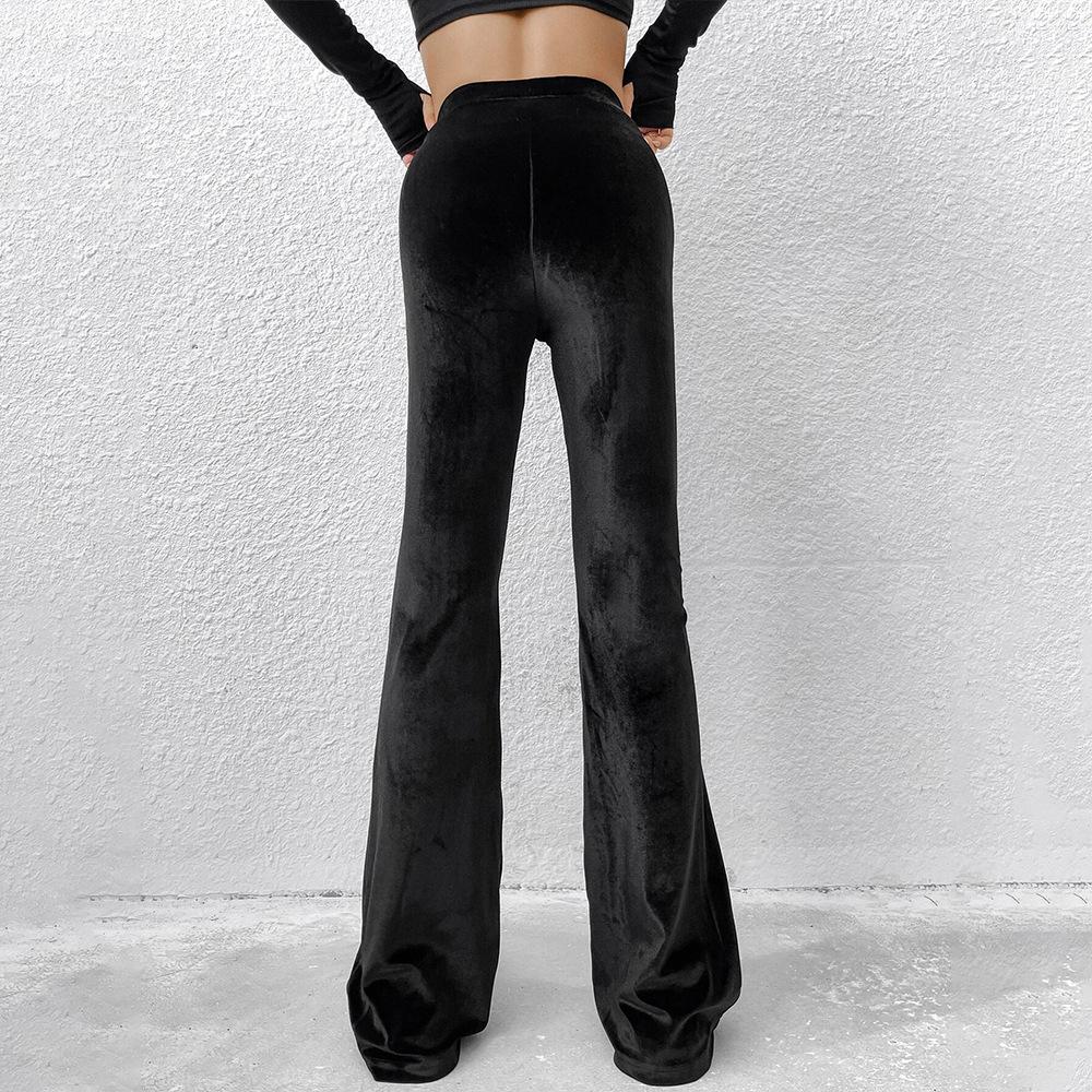 New Autumn And Winter Clothing Hot Selling High Waisted Slim And Comfortable Micro Flared Pants Velvet Casual Pants For Women