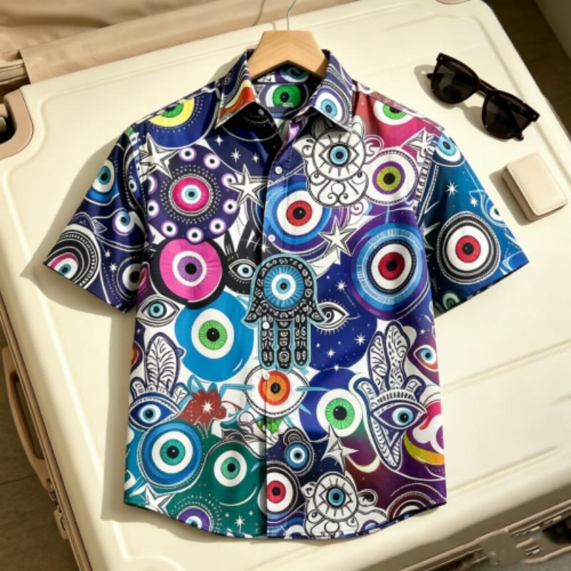 Dreamy Art Pattern Printing Shirt Hawaiian Beach Vacation Clothing Men's Street Style Shirt Daily Men's and Women's Shirt